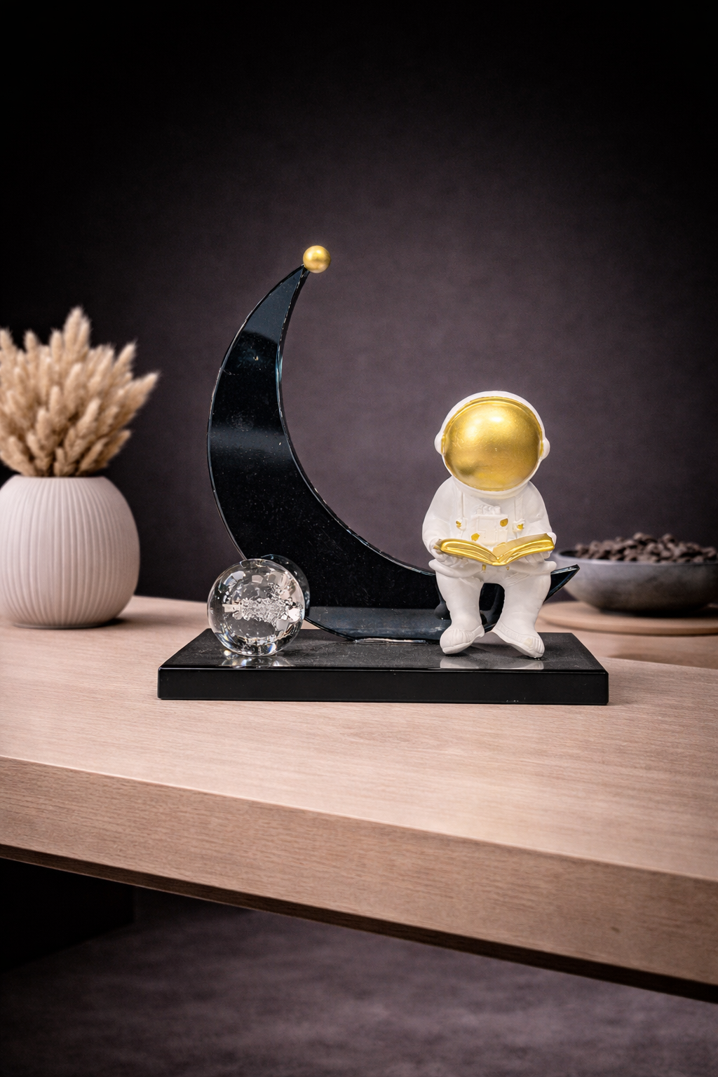 crystal half moon decoration piece