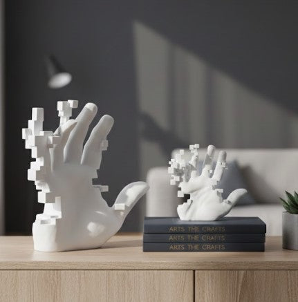 Abstract Pixelated Hand Sculpture - Modern Home Decor (Multiple Sizes)