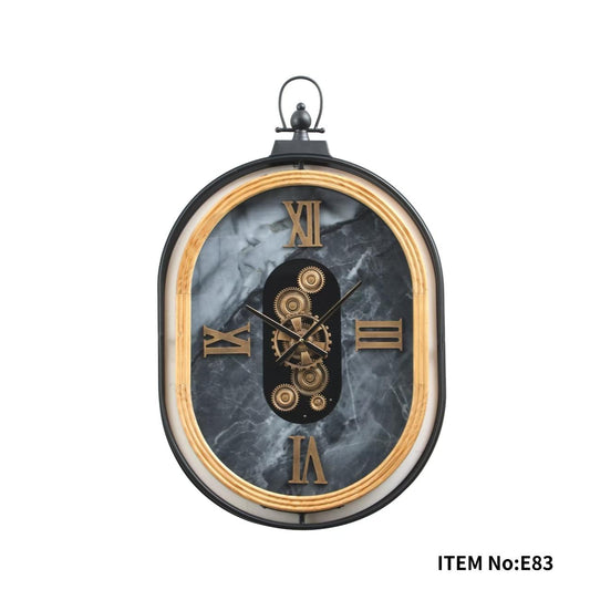 Vintage Oval Gear Wall Clock – Interior Square