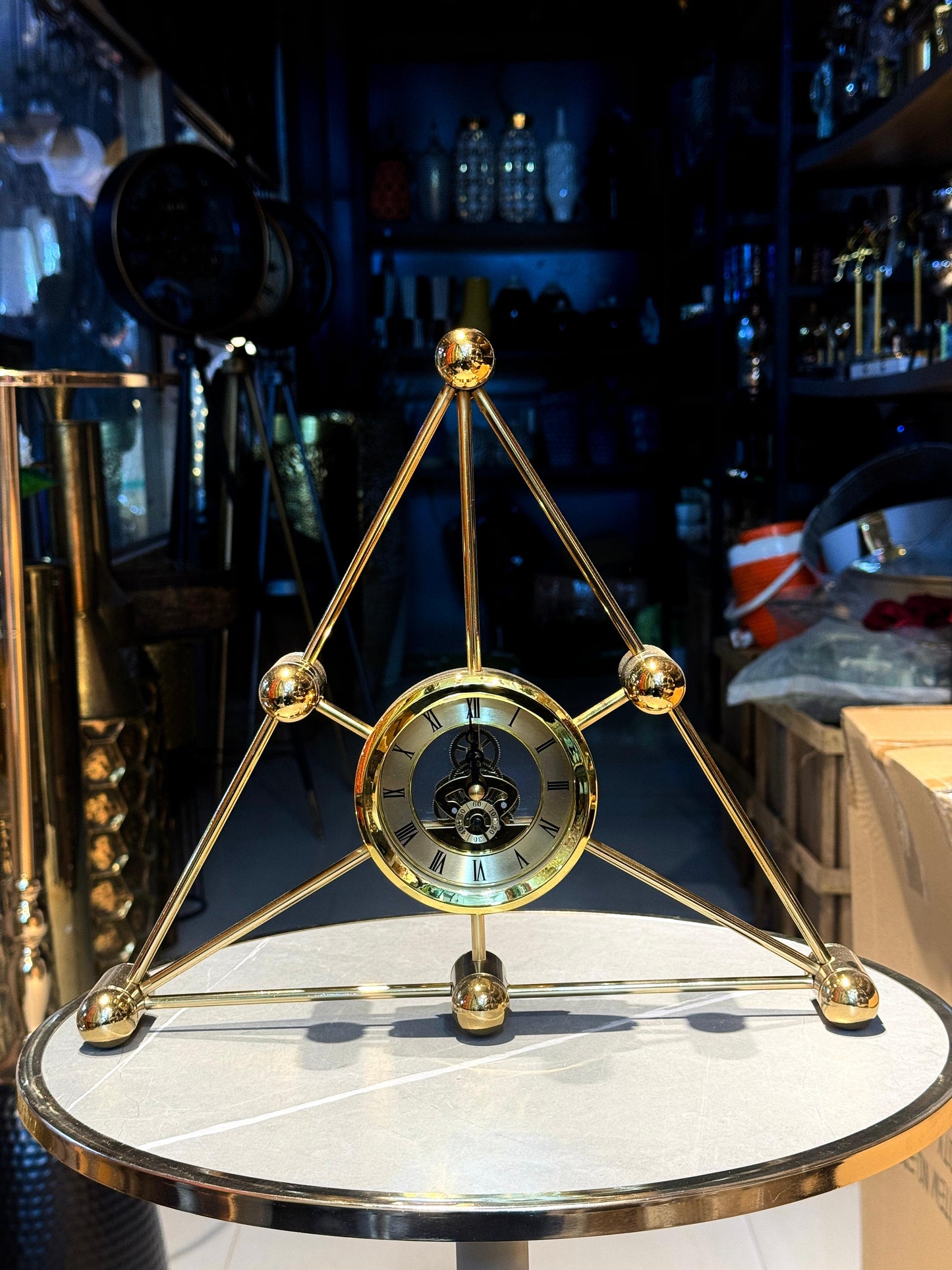 Rustic Metal Triangular Table Clock In Pakistan