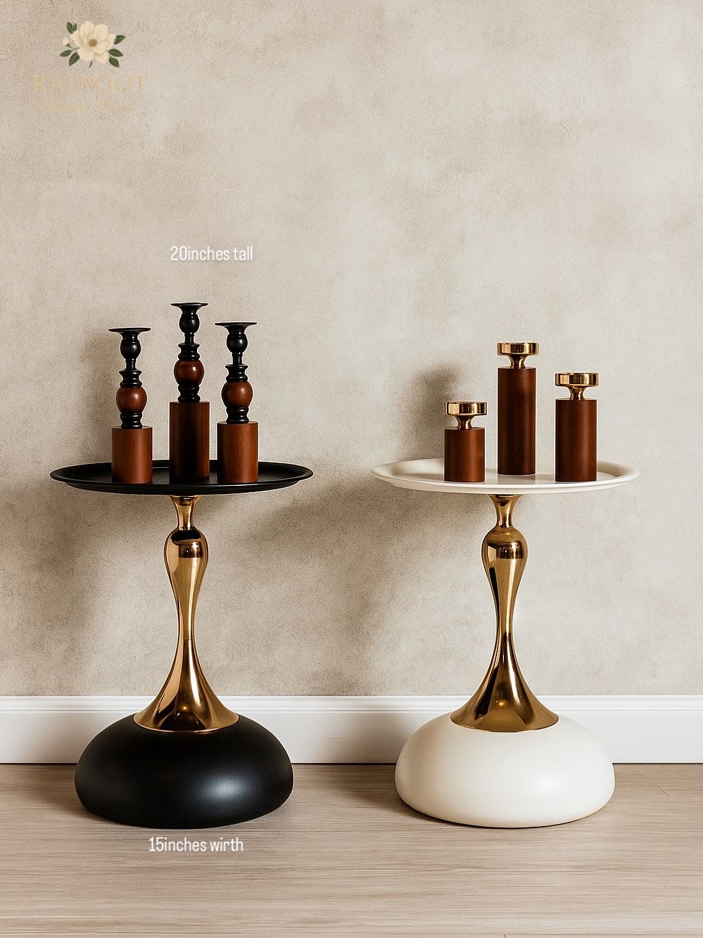 Gold Base Pedestal Tables Decorative Display Stands