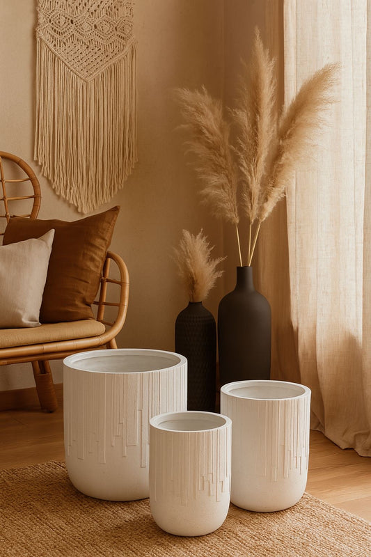 Creamy white ceramic planters