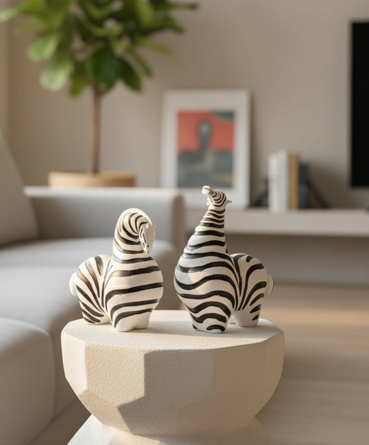 "The Sphere Zebra | Minimalist Curved Animal Sculpture"