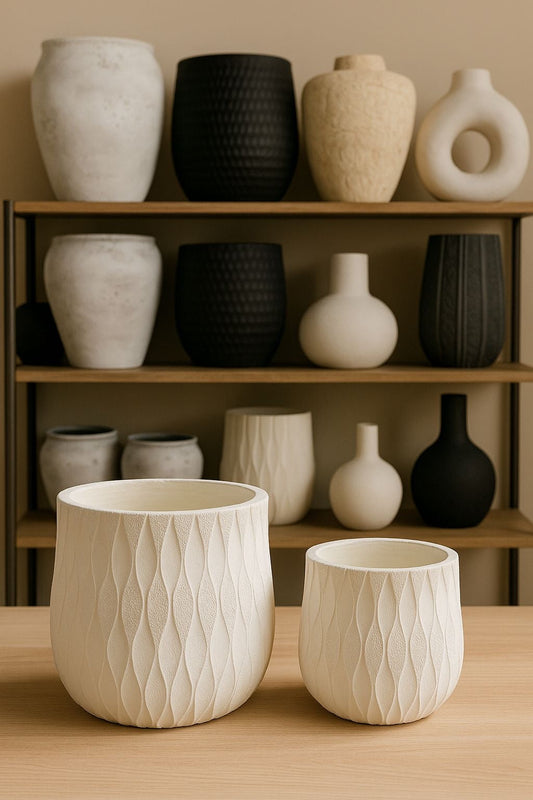 White ceramic planters