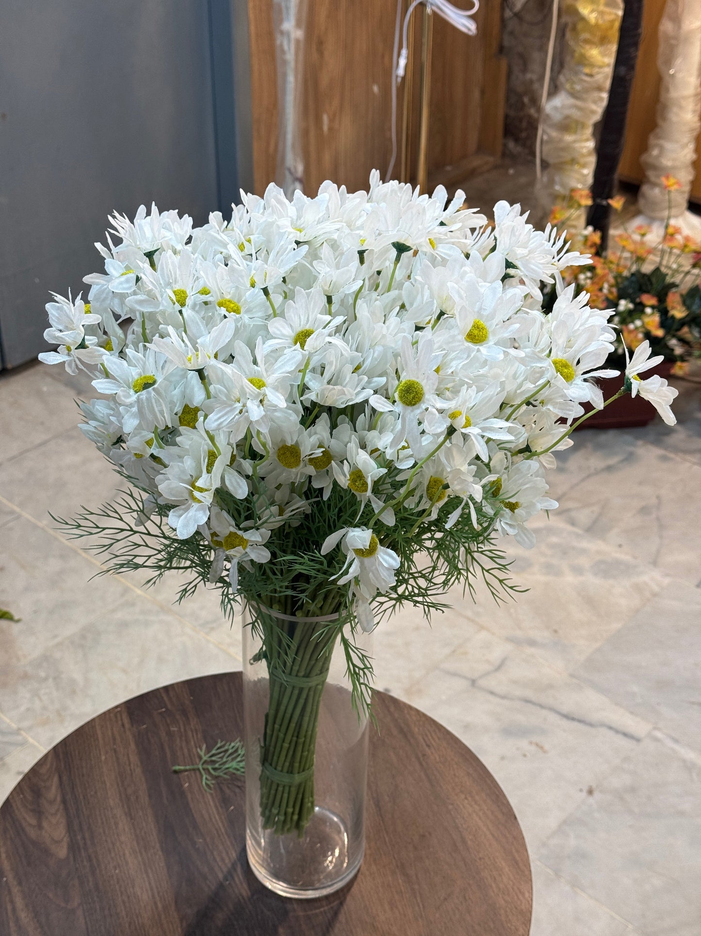 Artificial Daisy Wildflower Bunch – Aesthetic Floral Bouquet for Table Decor (White & Lavender)