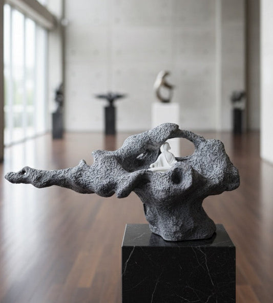 Tranquil Reflection Sculpture | Fiberglass Art with Meditating Figure