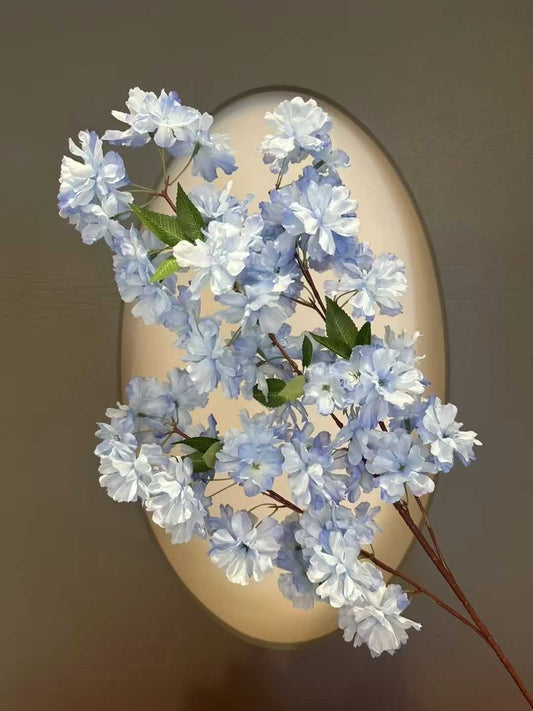 "Premium Blue Cherry Blossom Stems | Realistic Silk Artificial Flowers"