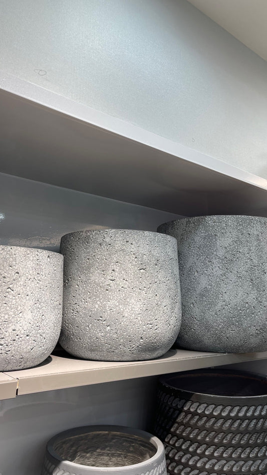 Modern Grey Stone-Finish Planter – Textured Ceramic Indoor Pot (Available in 3 Sizes)
