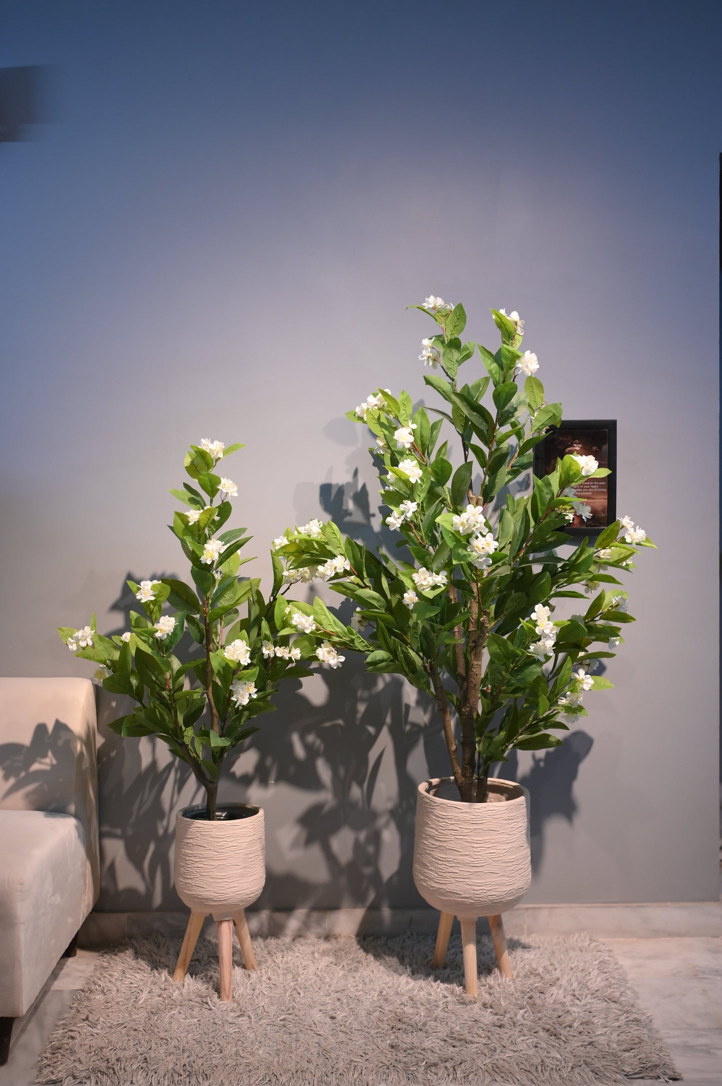 Premium Artificial White Blossom Tree in Woven Pot (Two Sizes) | Home Décor Pakistan