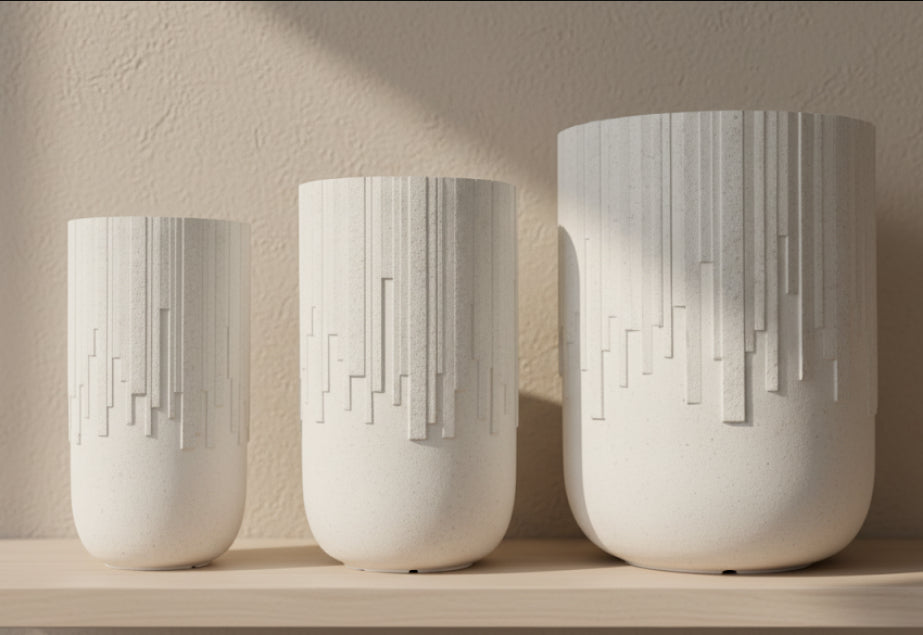 White ceramic planters