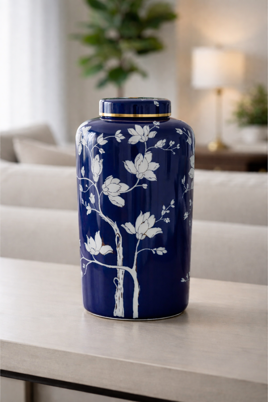 Blue and White Ceramic Canisters