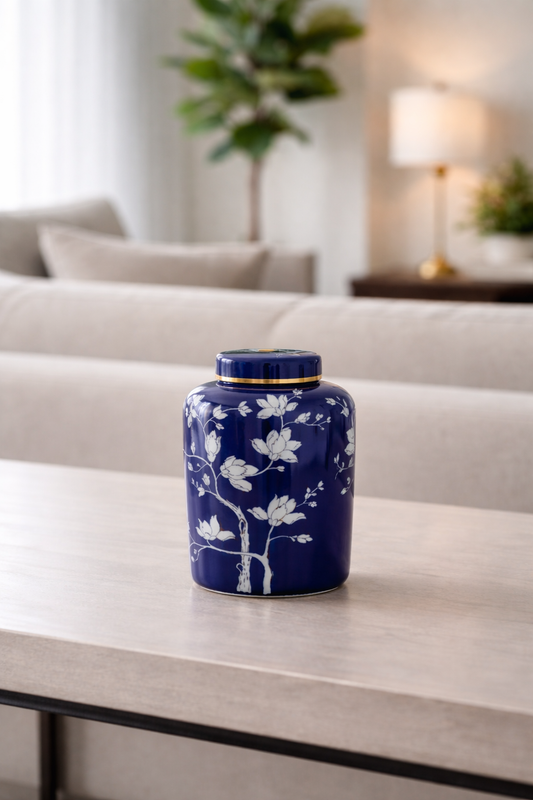Blue and White Ceramic Canisters