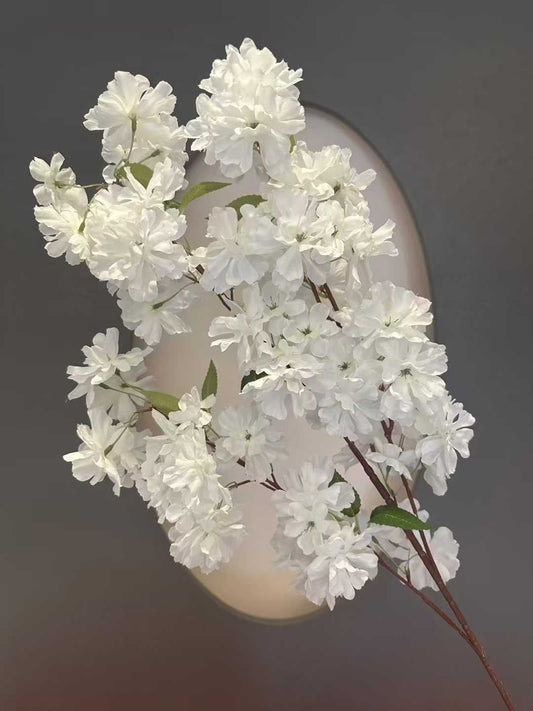 "Premium White Cherry Blossom Stems | Elegant Silk Artificial Flowers"