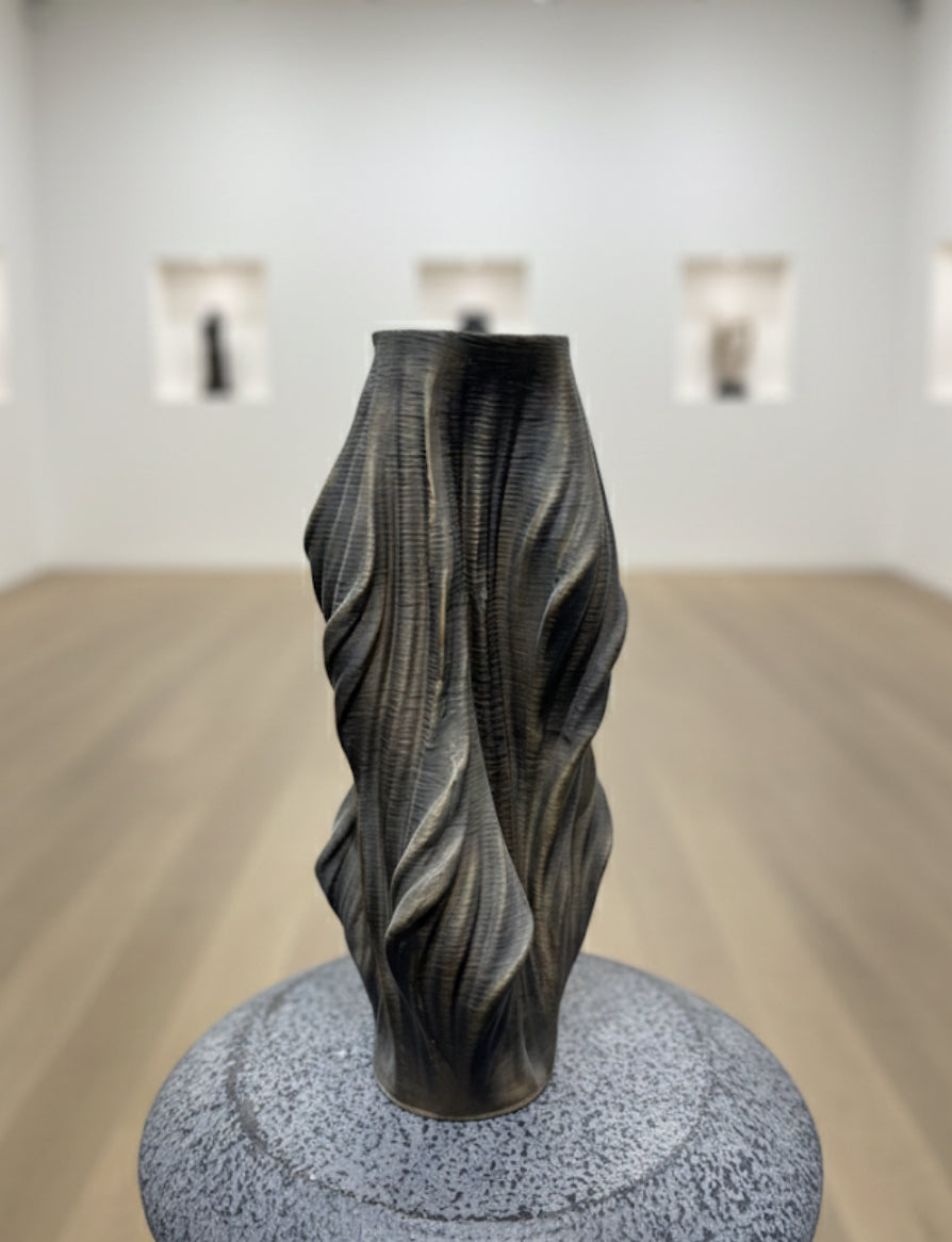 Abstract Textured Flow Vase | Luxury Dark Bronze Showpiece