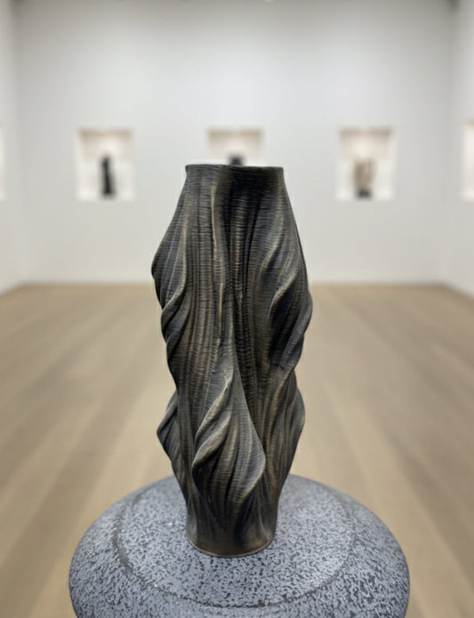 Abstract Textured Flow Vase | Luxury Dark Bronze Showpiece