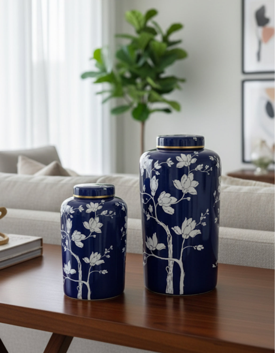 Blue and White Ceramic Canisters | Sweet Storage Jars (Different Sizes & Sets)