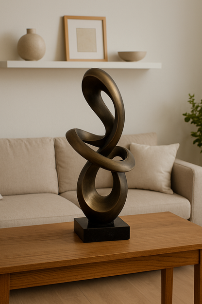 Modern Abstract Bronze Twisted Loop Sculpture – Luxury Showpiece