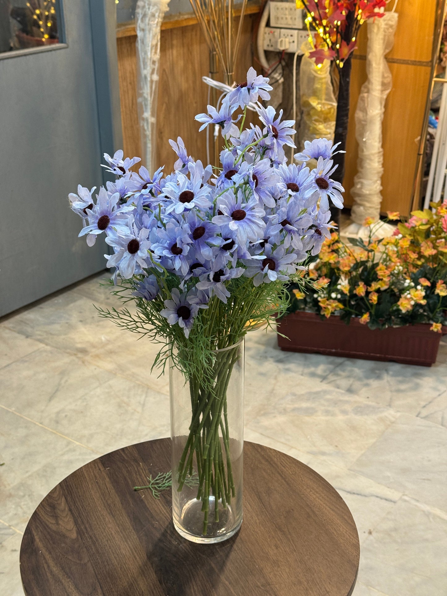 Artificial Daisy Wildflower Bunch – Aesthetic Floral Bouquet for Table Decor (White & Lavender)