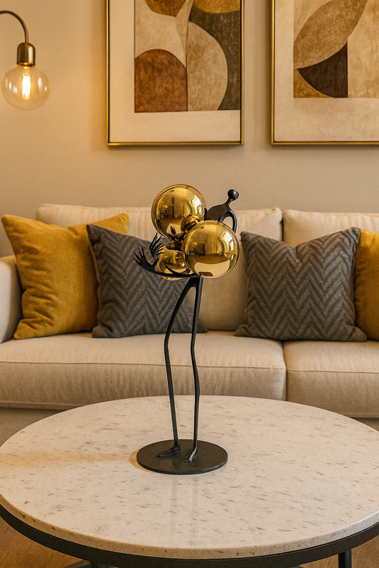 "The Golden Sphere Bearer | Abstract Modern Figurine"
