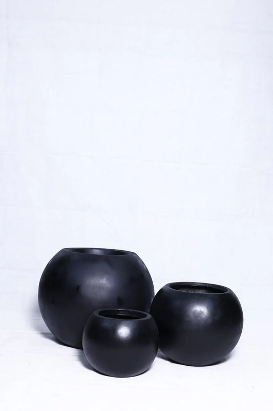 Black Round Fiber Planters
