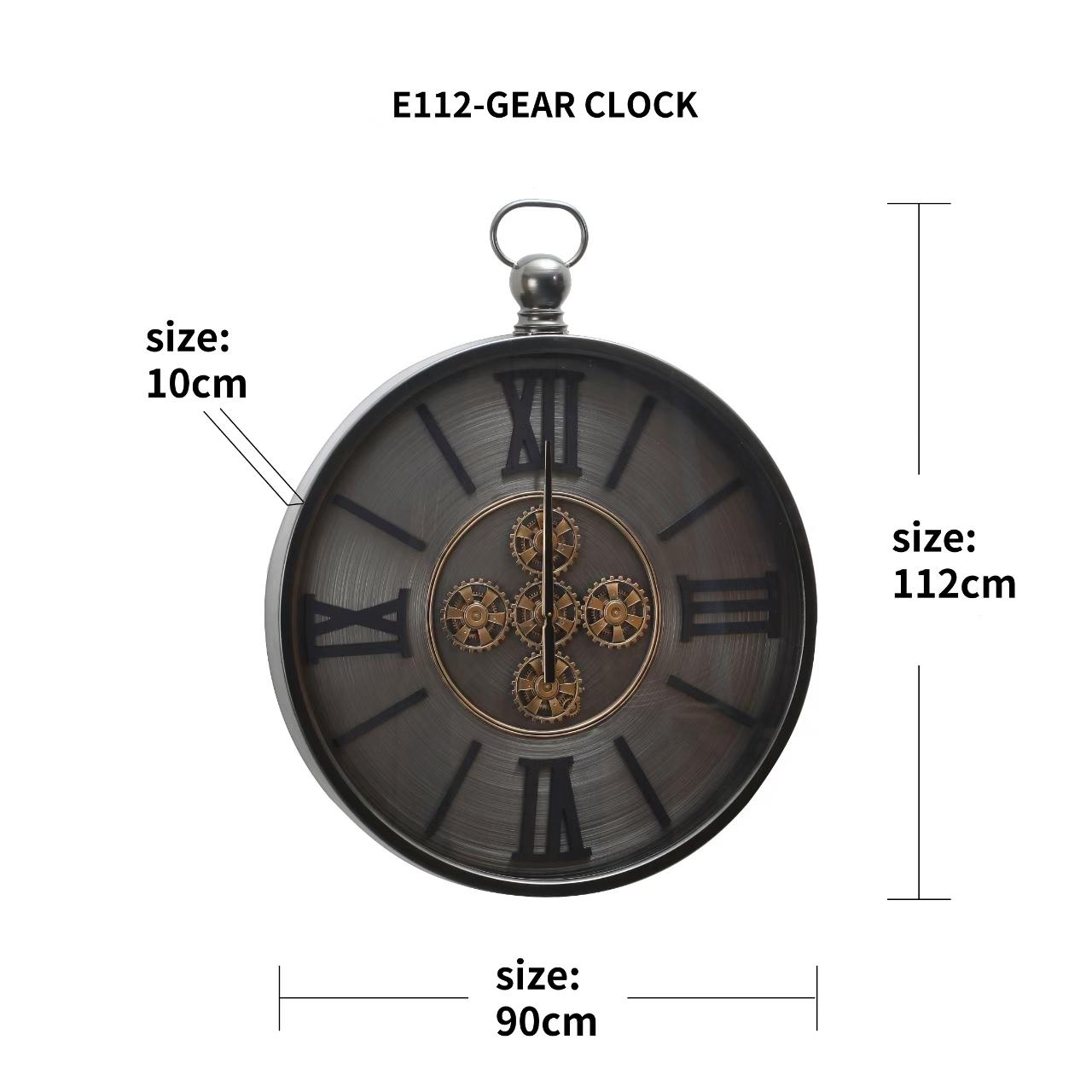 Industrial Black Grey Moving Gear Wall Clock