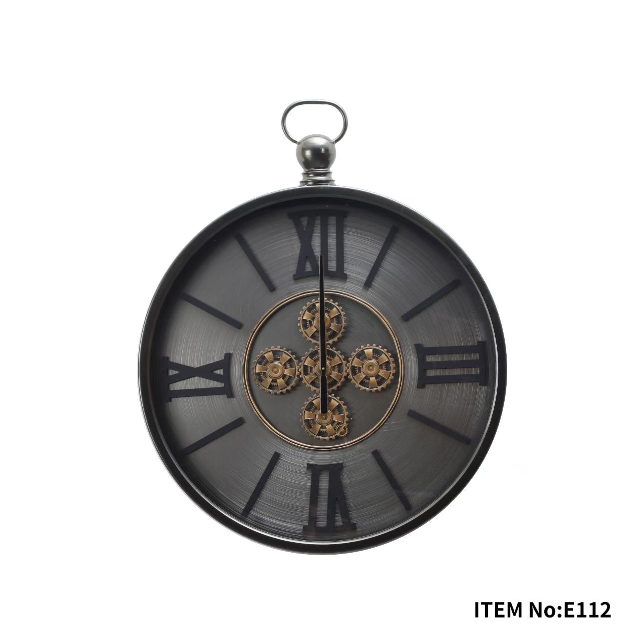 Industrial Black Grey Moving Gear Wall Clock