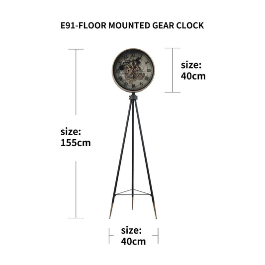 Phantom Dial Tripod Base Luxury Designer Standing Clock With