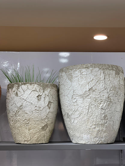 Fibre Clay Pot Crackle Pattern Medium