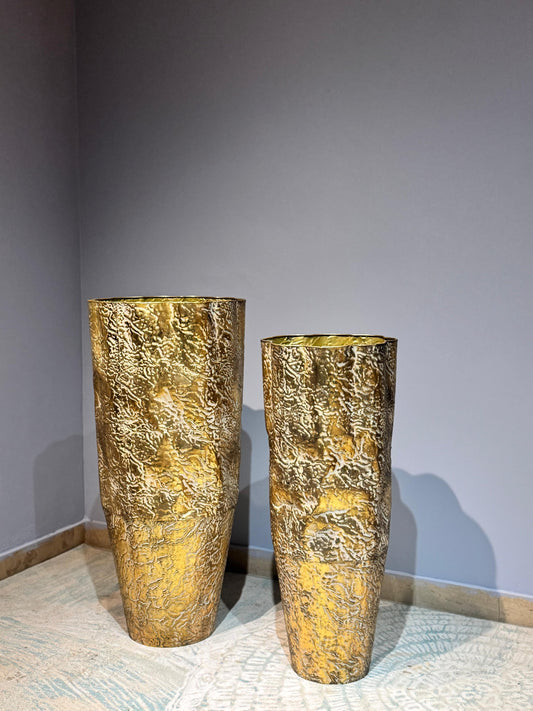 Tapered Golden Metal Vase
