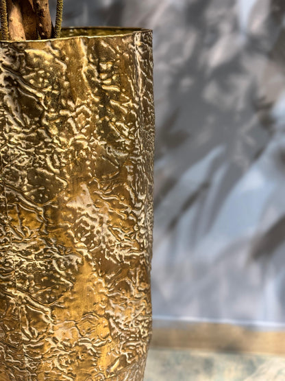 Tapered Golden Metal Vase