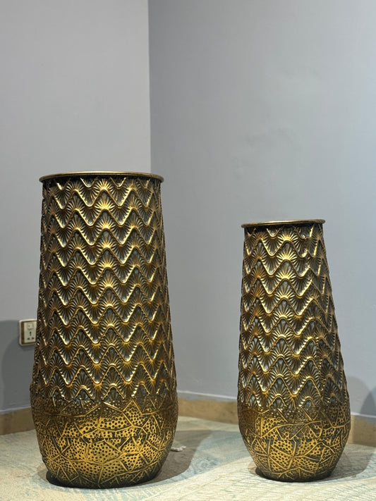 Hammered Gold Metal Planter