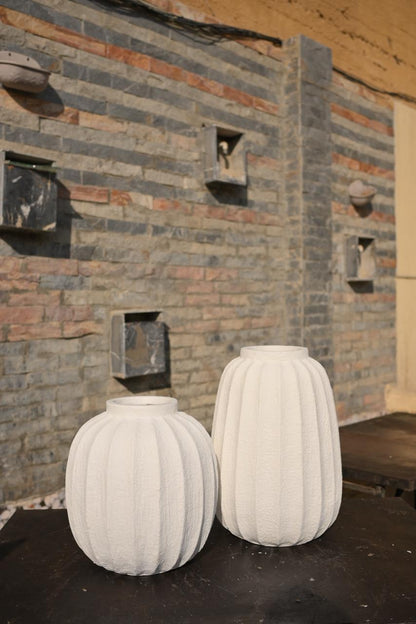 Columnar Pleated Ceramic Vase Planter