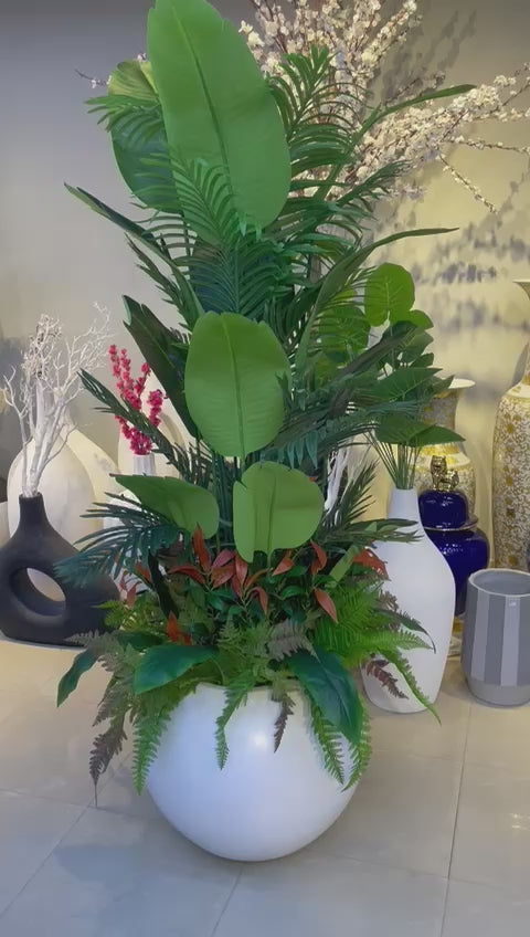 Custom Arrangement Plant in White Round Planter