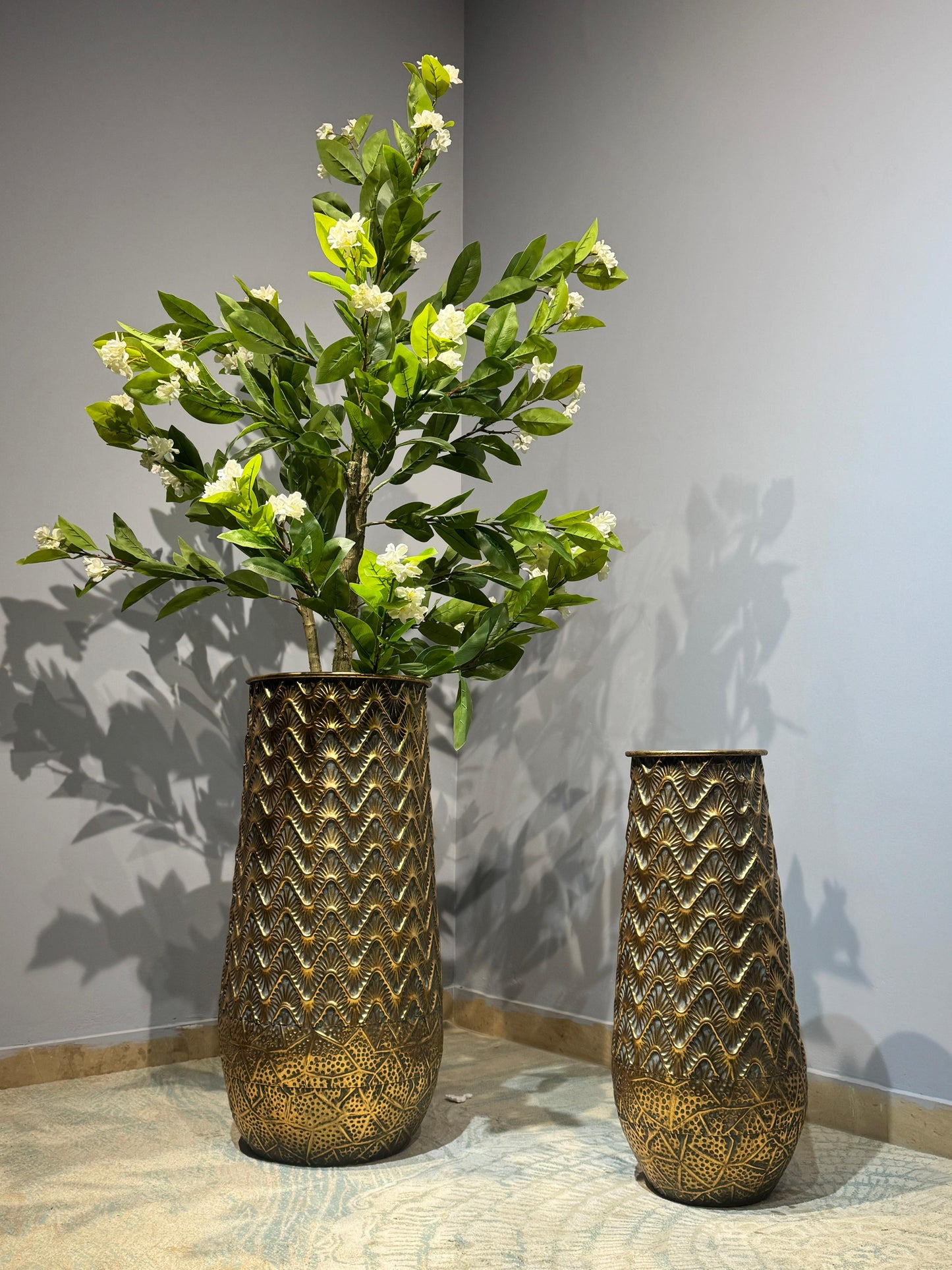 Hammered Gold Metal Planter