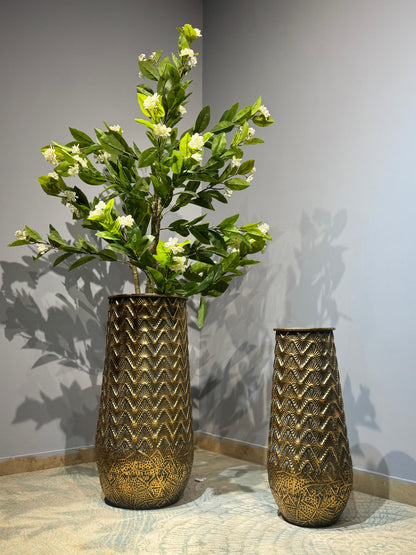 Hammered Gold Metal Planter